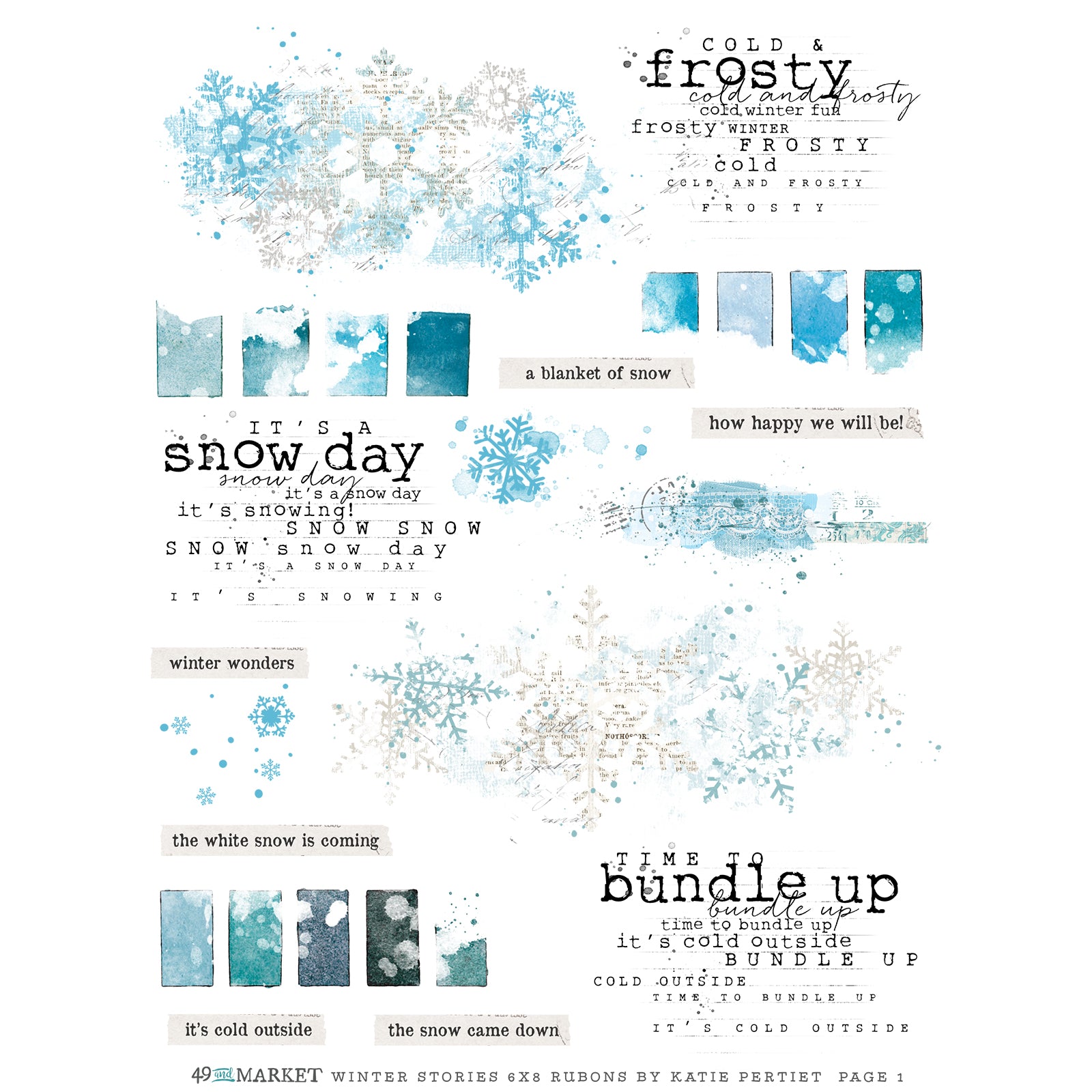 49 en Market - Vintage Bits-collectie - 6 x 8 Rub-On Transfers - Essential Blendables 2